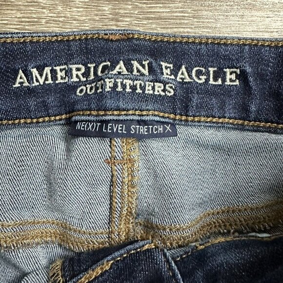 American Eagle Jeans Size 0 Distressed Curvy Hi Rise Jegging Wash Blue Denim - Picture 6 of 8